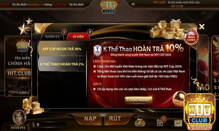 Khuyến mãi Hitclub - Nhiều ưu đãi hấp dẫn tặng người chơi 3 Tổng hợp khuyến mãi dành cho cược thủ HitClub